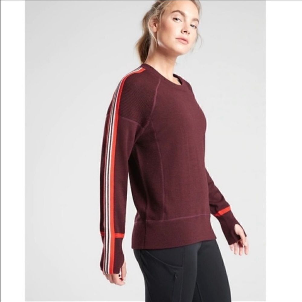 Athleta Canyon Colorblock Stripe Sweater Merino Wool XS